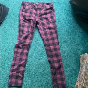 Purple and Black Checkered Skinny Jeans